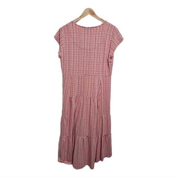 Tommy Hilfiger dress dot tiered print white and red hi low skirt midi si… - Picture 11 of 15